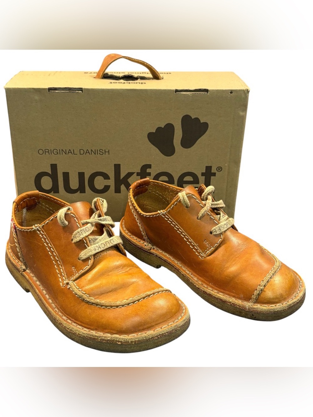 Duckfeet Sjælland Tan Leather Shoes EU 39 US Women 8.5 Men 7 Boxed Danish Oxford